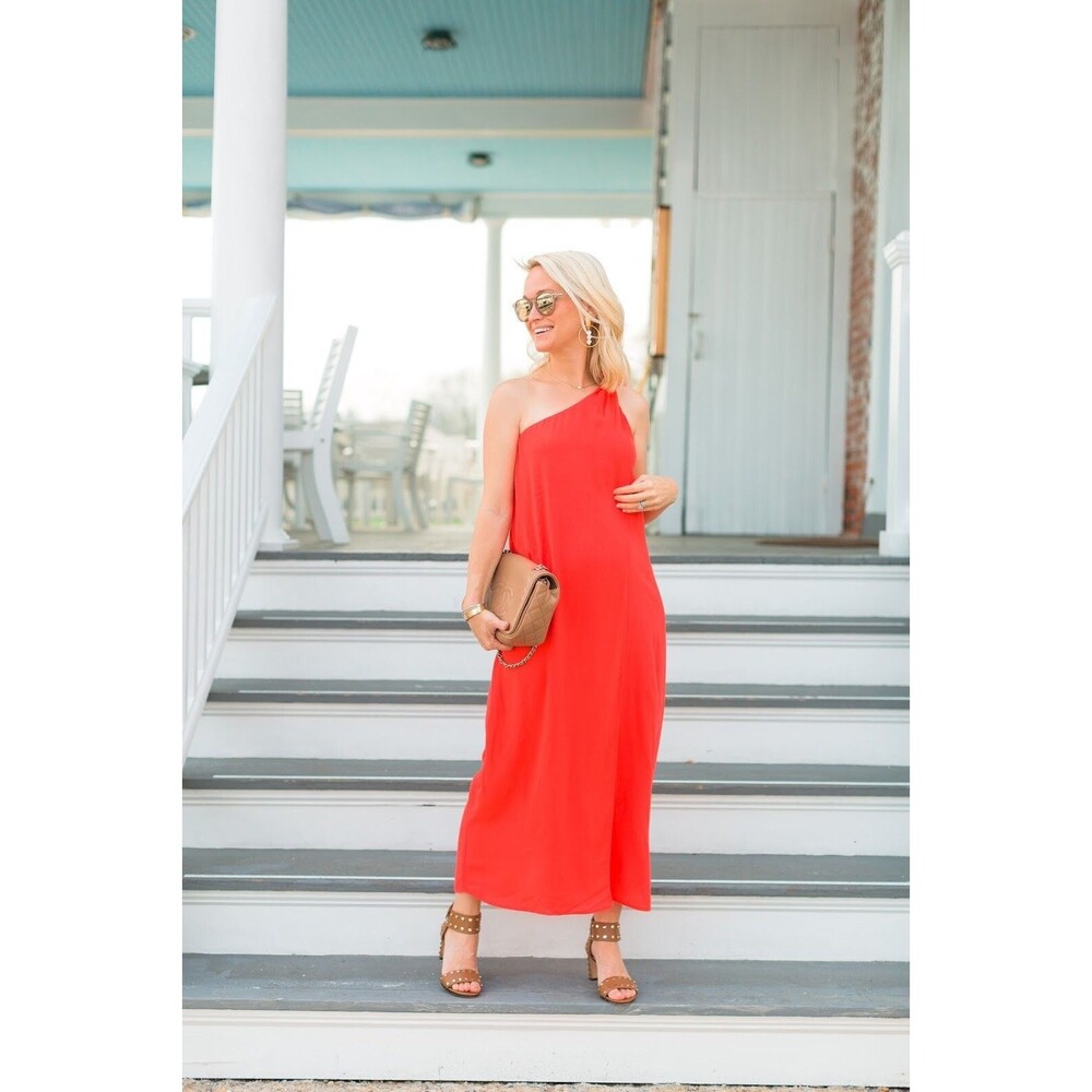 NWT Mara Hoffman Camilla One Tie Shoulder Dress Red Small